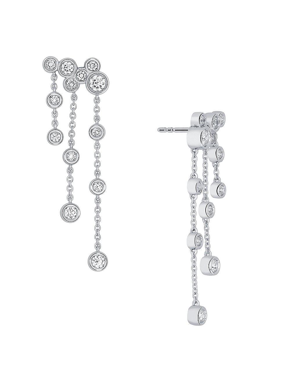 Womens Splash 18K White Gold & Diamond Cluster Drop Earrings Product Image