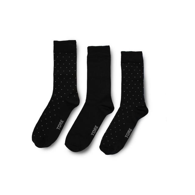 TORE Totally Recycled Mens Dot Crew Socks 3pk - Black 7-12 Product Image