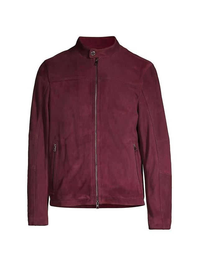 Mens Basic Suede Racer Jacket Product Image