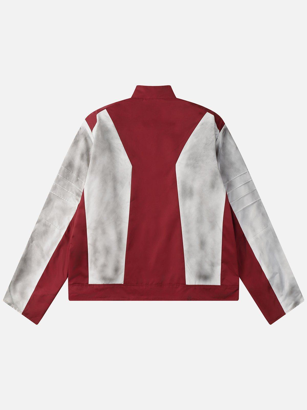 Aelfric Eden Dirt Color Patchwork Racing Jacket Product Image