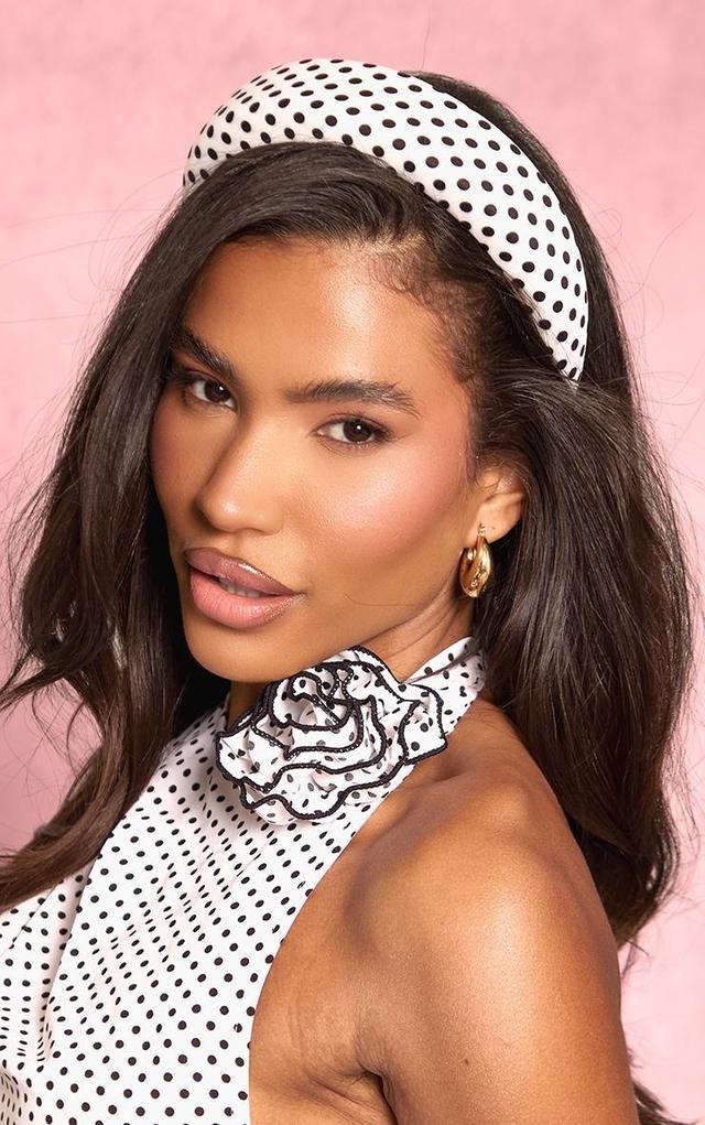 White Polka Dot Oversized Padded Headband Product Image