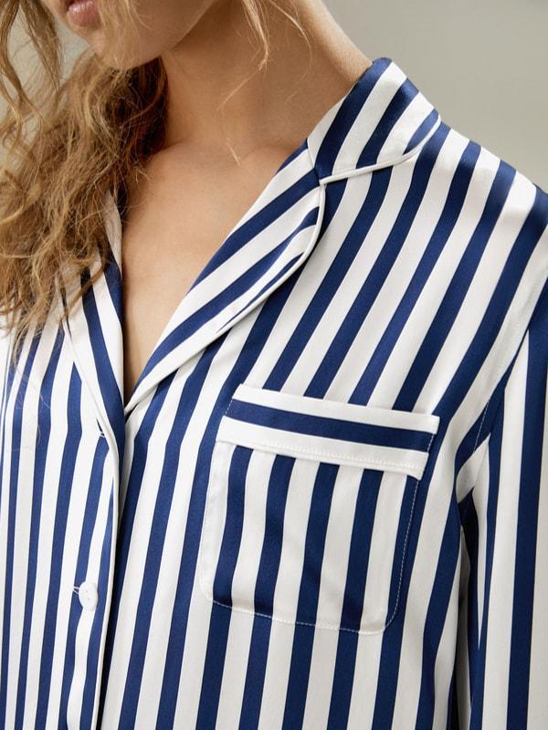 Amalfi Button-Up Full Length Striped Pajama Set Product Image