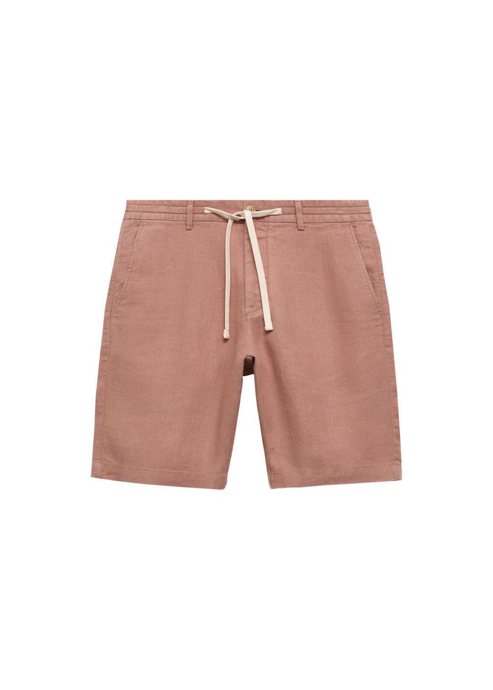 MANGO MAN - 100% linen bermuda shorts with drawstring salmonMen Product Image