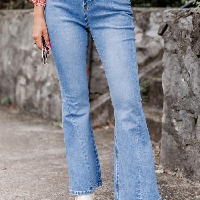 No Exceptions Medium Wash Seam Detail Flare Jeans FINAL SALE product image