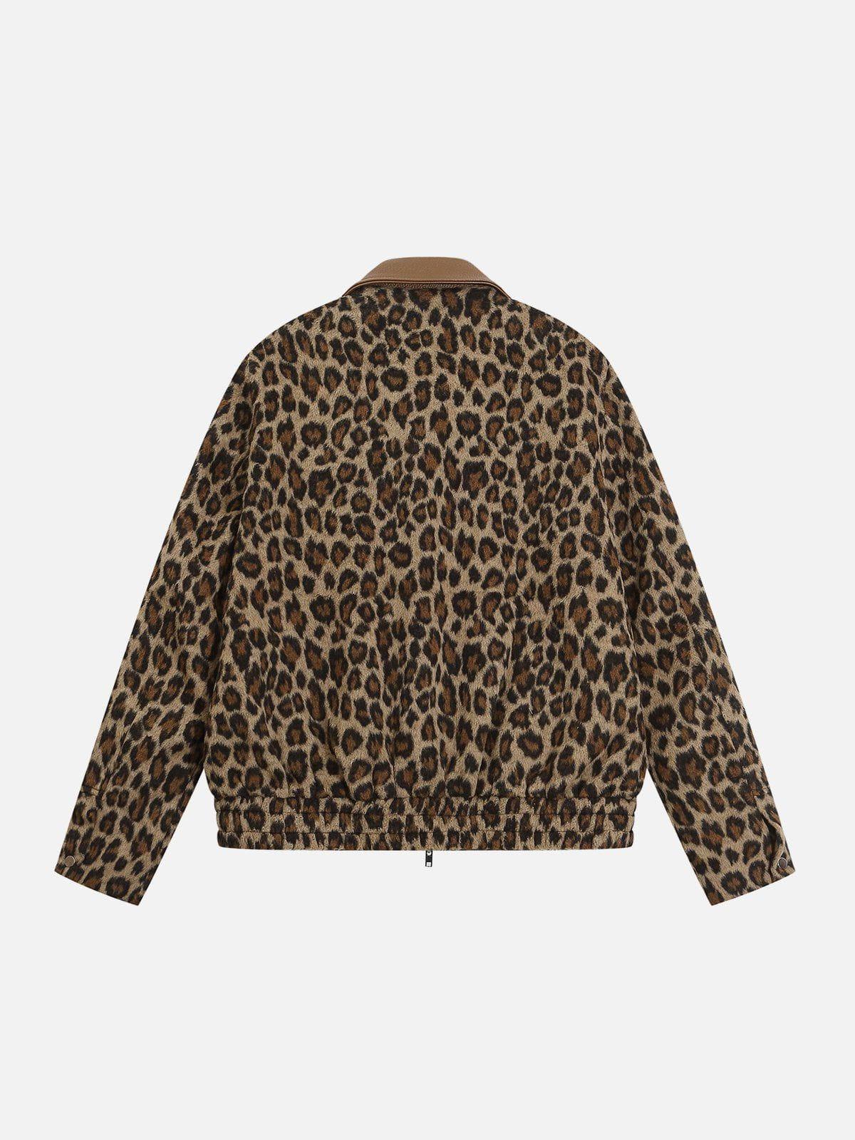 Aelfric Eden Leopard Print Faux Leather Jacket Product Image