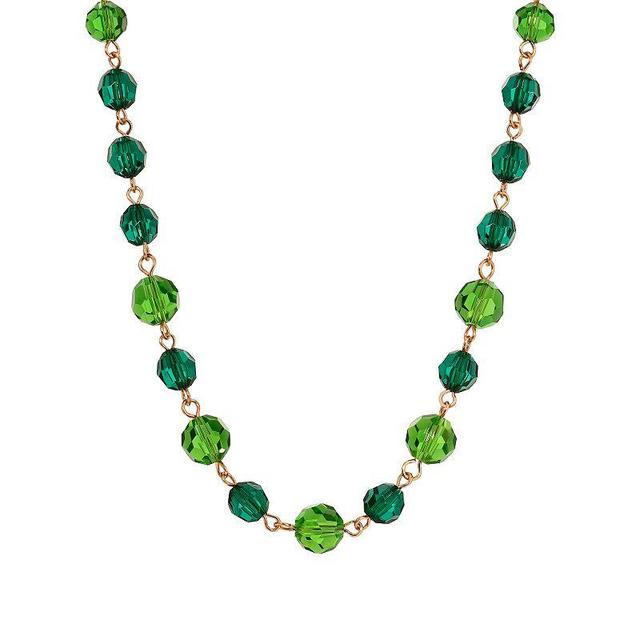 1928 Linked Faceted Bead Necklace, Womens, Green Product Image