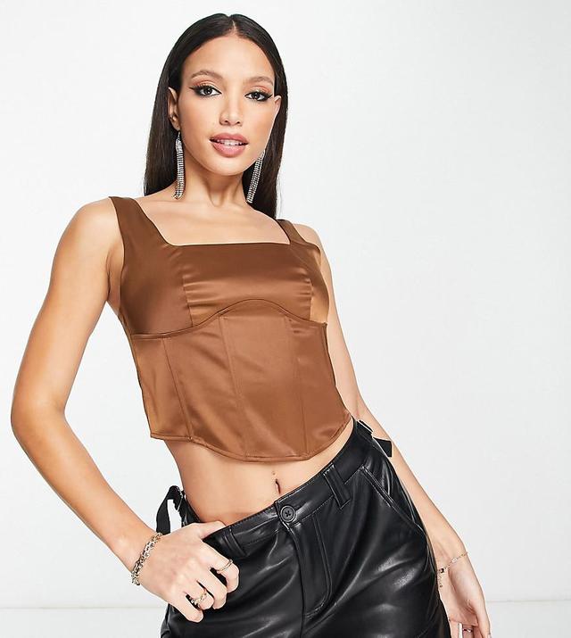 Lola May Tall satin corset crop top Product Image