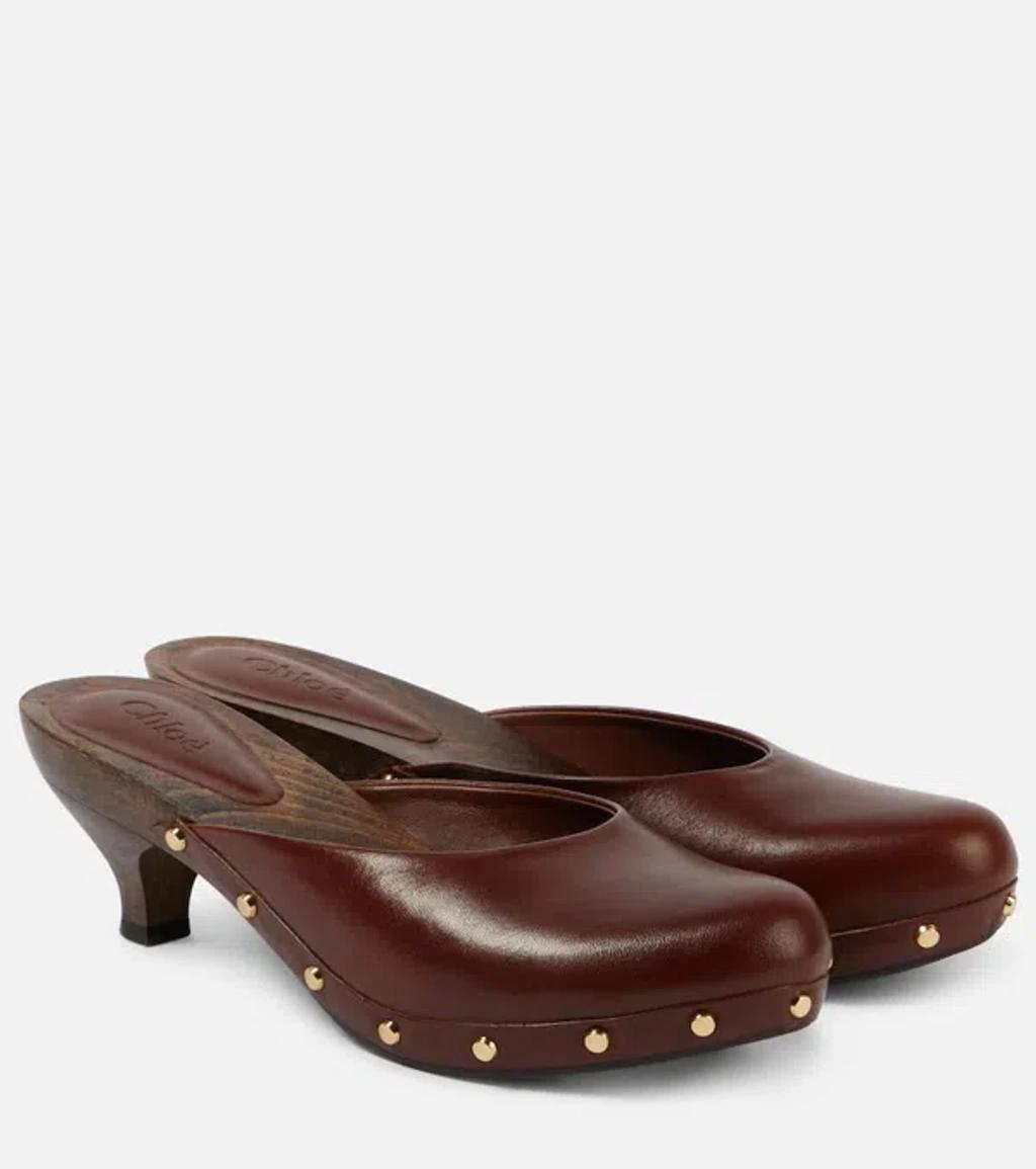 Judith Studded Leather Pumps In Brown Product Image