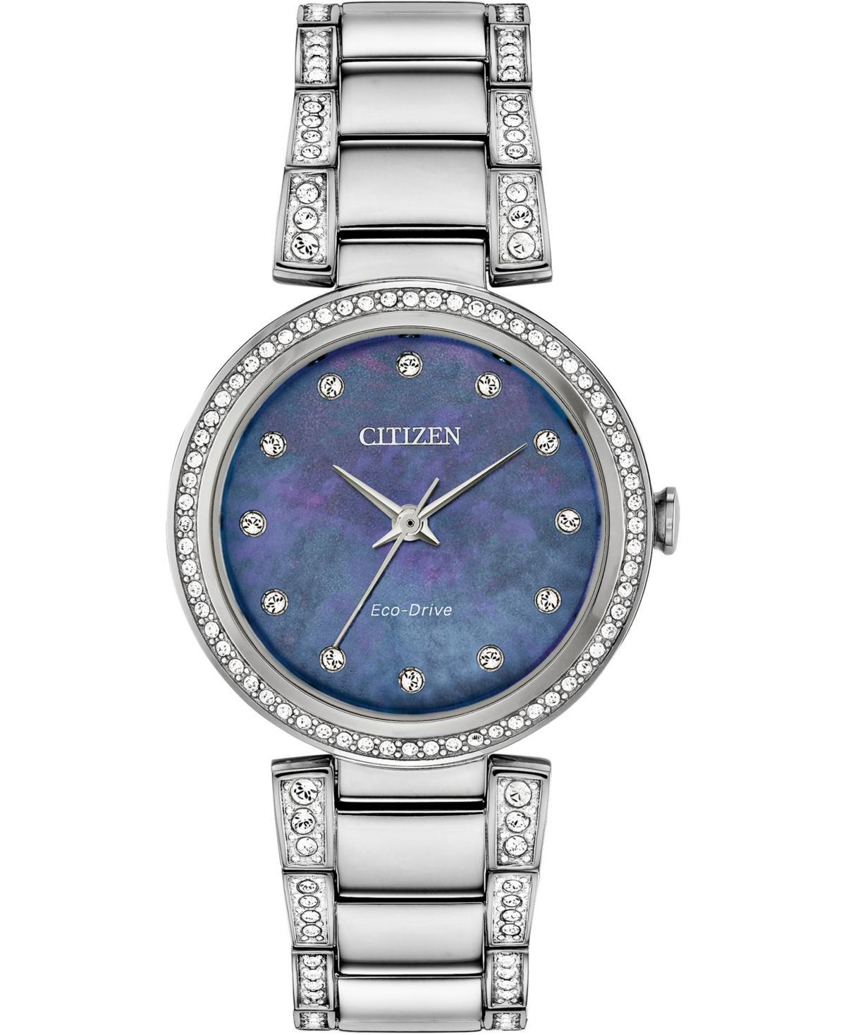 Citizen Eco-Drive Womens Silhouette Stainless Steel & Crystal Bracelet Watch 28mm Product Image