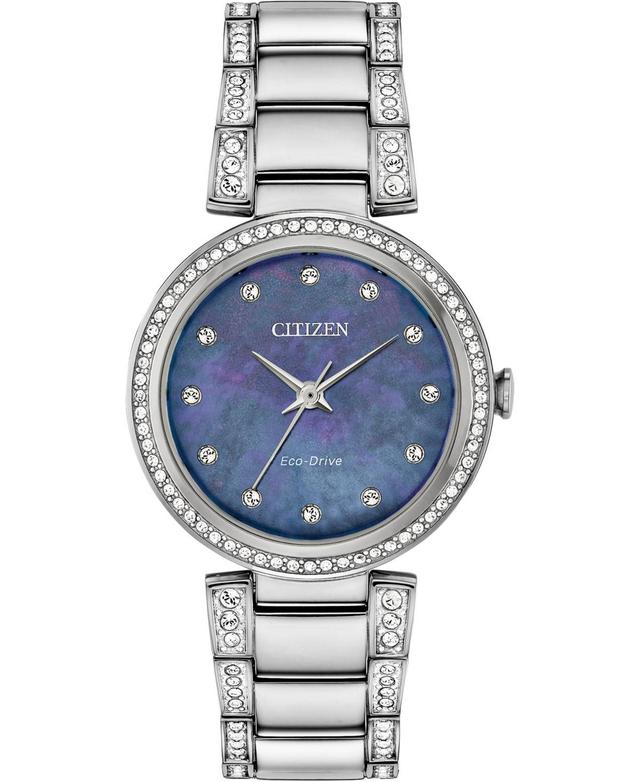 Citizen Eco-Drive Womens Silhouette Stainless Steel & Crystal Bracelet Watch 28mm Product Image