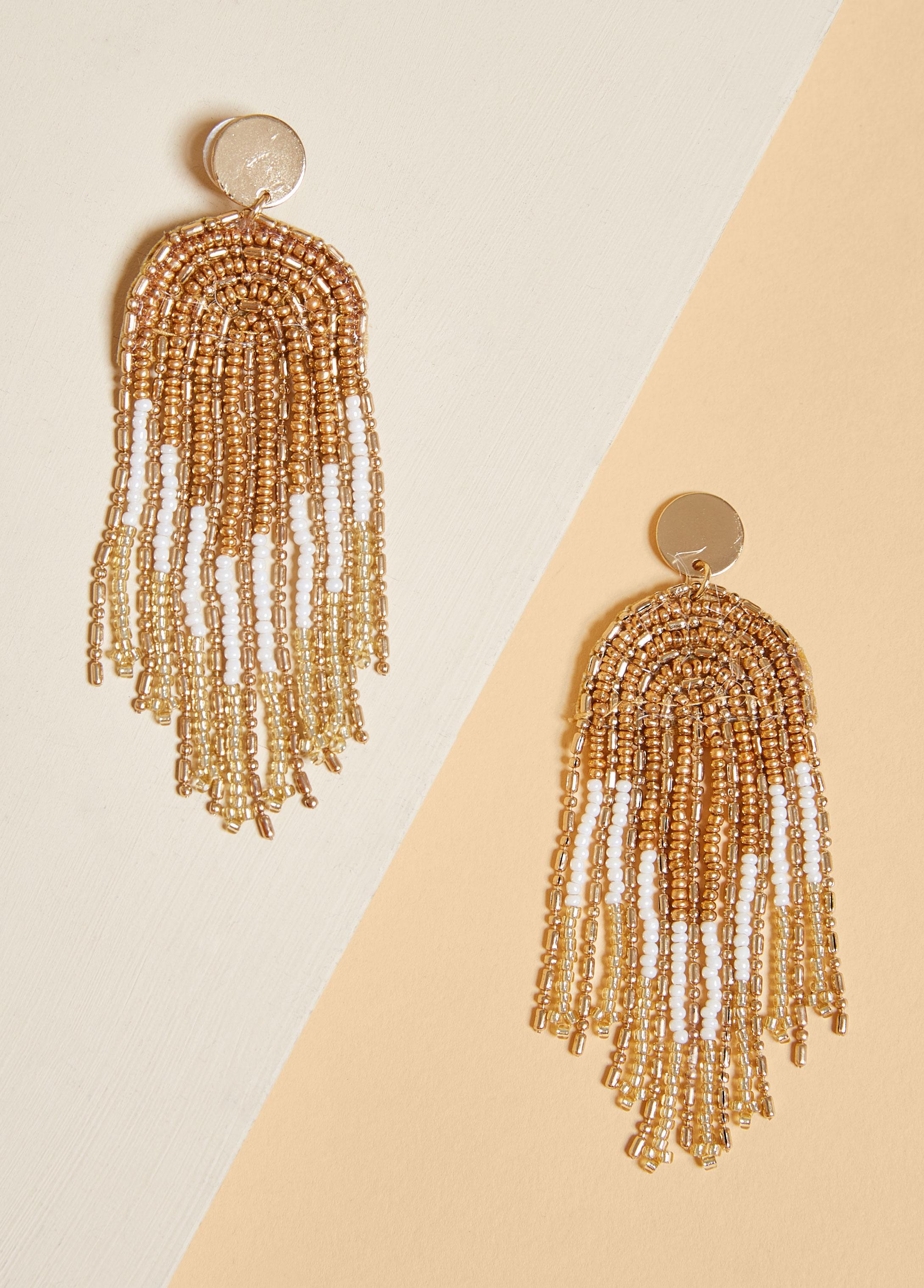 Beaded Fringed Earrings Product Image