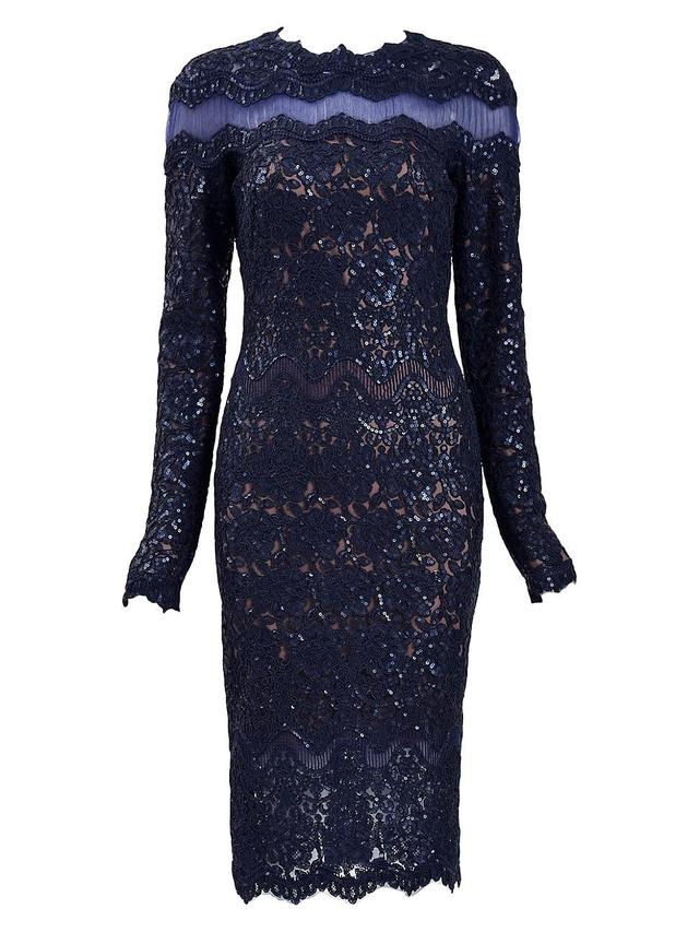 Womens Sequined Lace Cocktail Dress Product Image