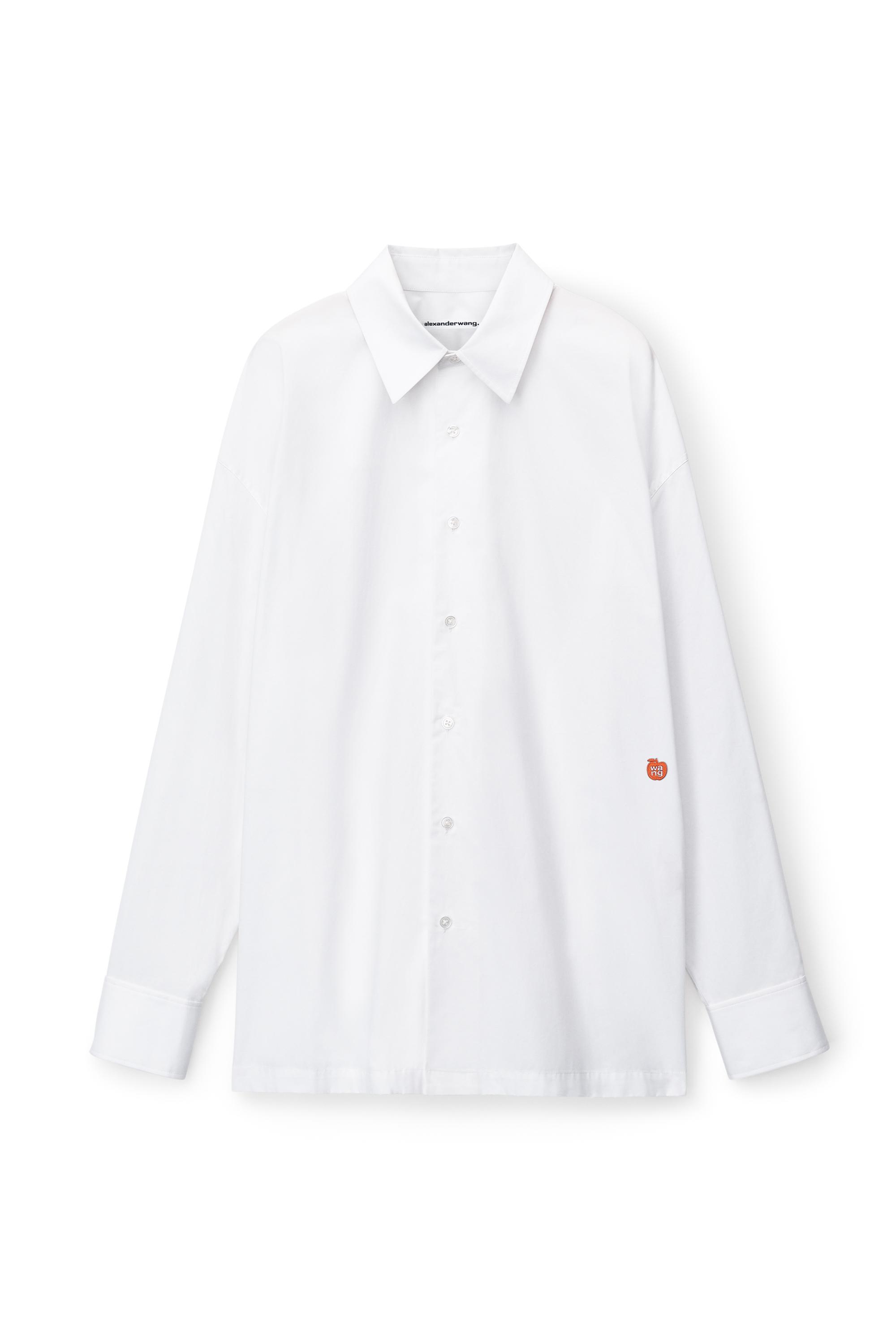 Button Up Boyfriend Shirt In Compact Cotton With Apple Logo Patch Product Image