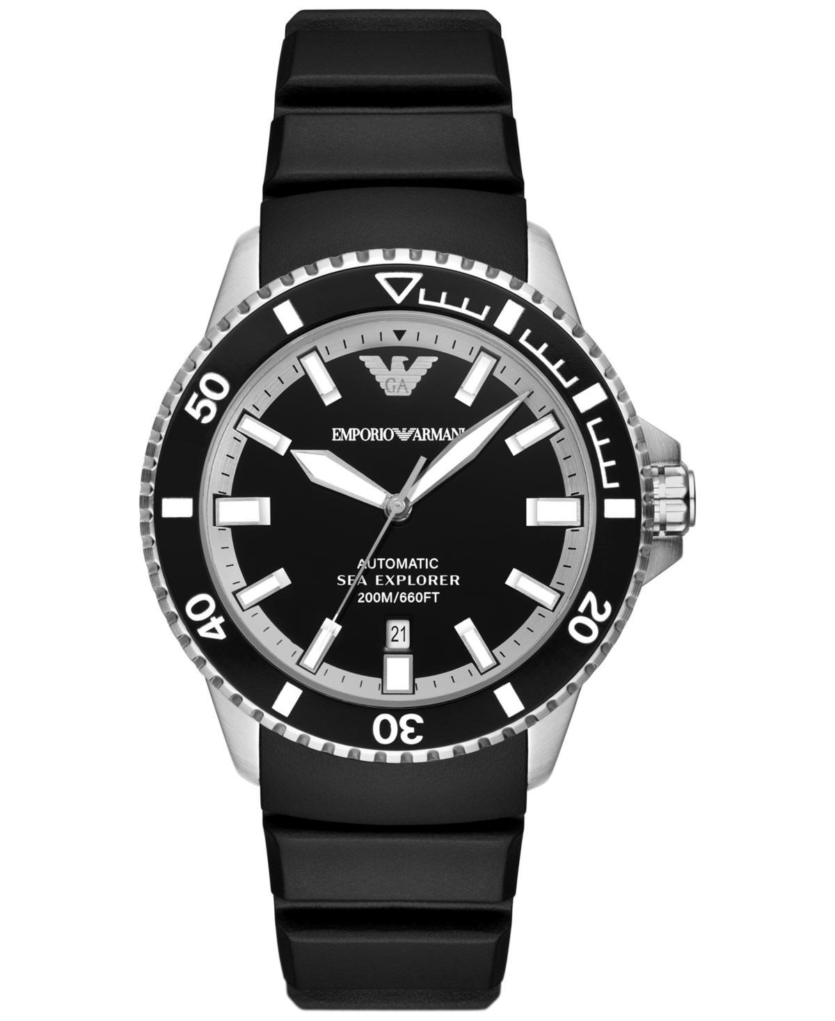 Emporio Armani Mens Automatic Black Silicone Strap Watch 42mm Product Image