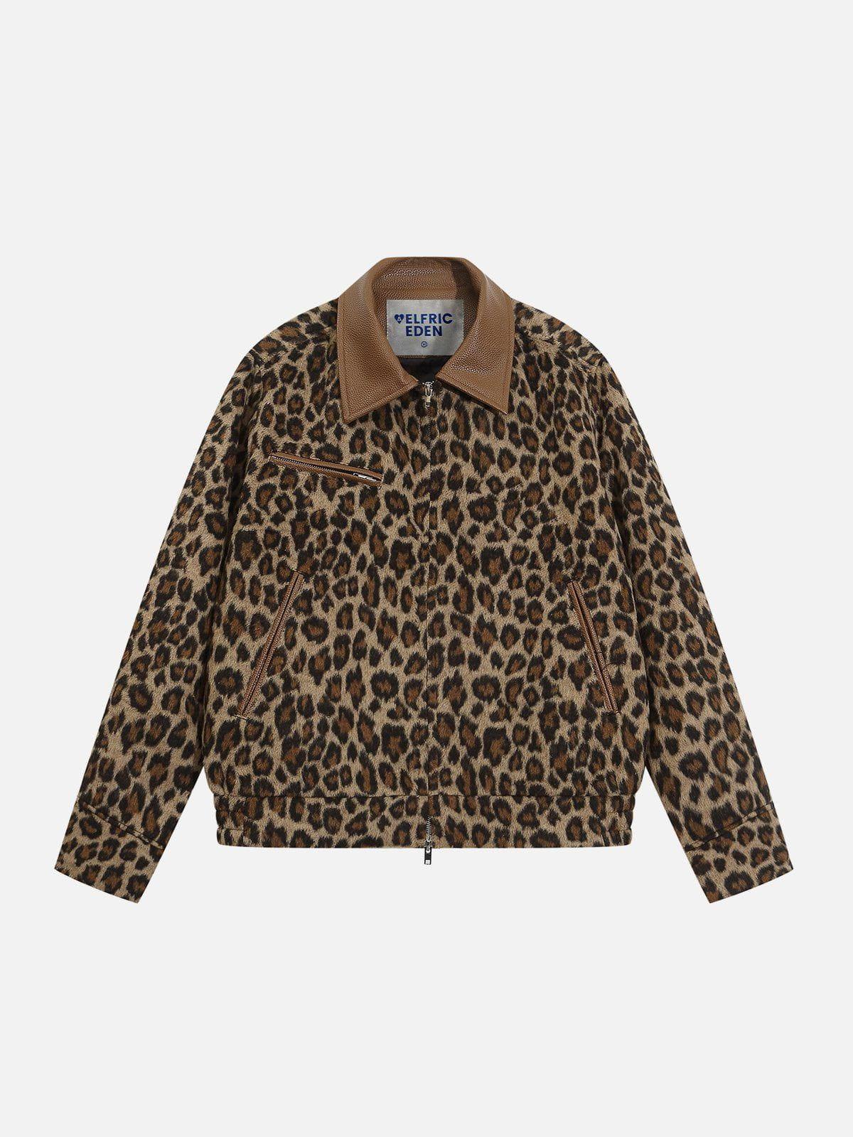 Aelfric Eden Leopard Print Faux Leather Jacket Product Image