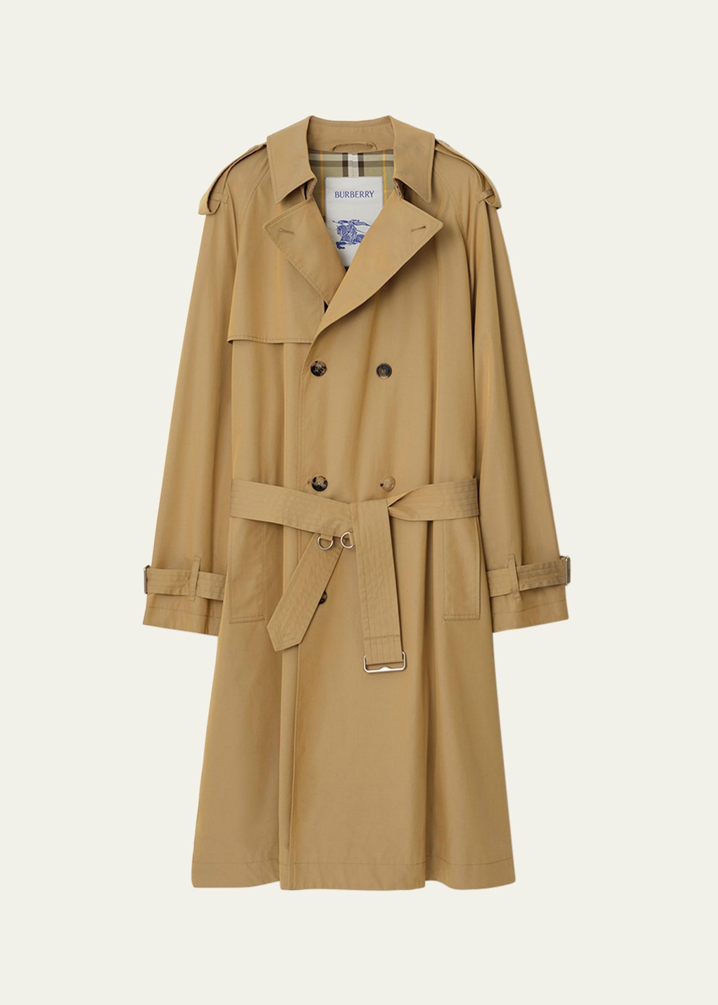 Mens Cotton Gabardine Belted Trench Coat Product Image