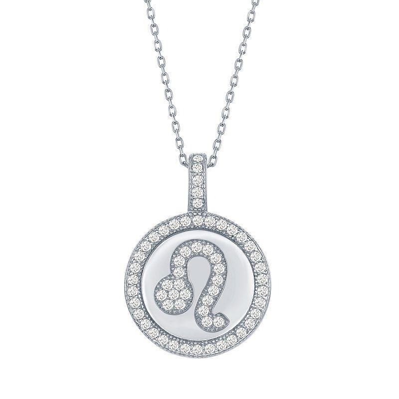 Sterling Silver Cubic Zirconia Zodiac Symbol Necklace, Womens Gemini Product Image