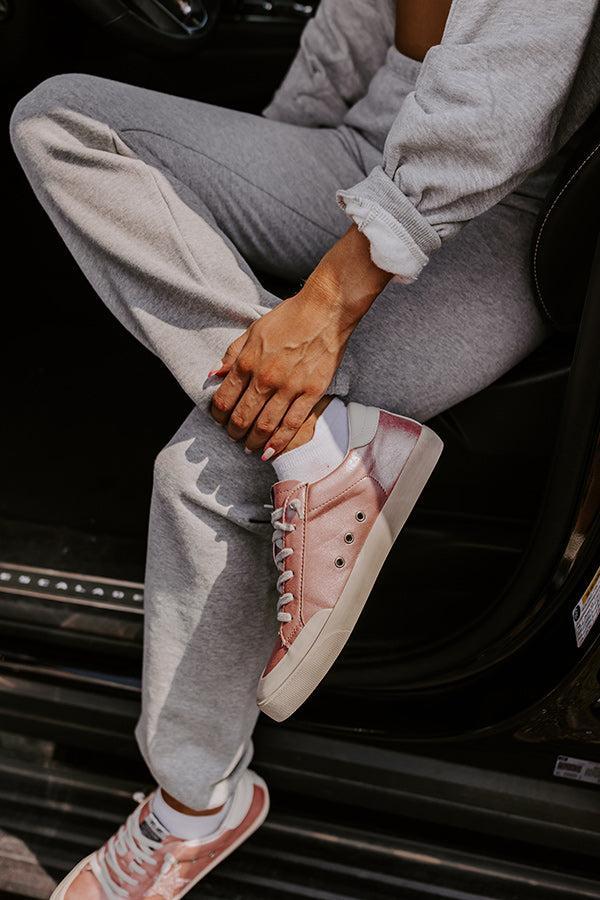 The Brinly Vintage Faux Leather Sneaker In Pink Product Image