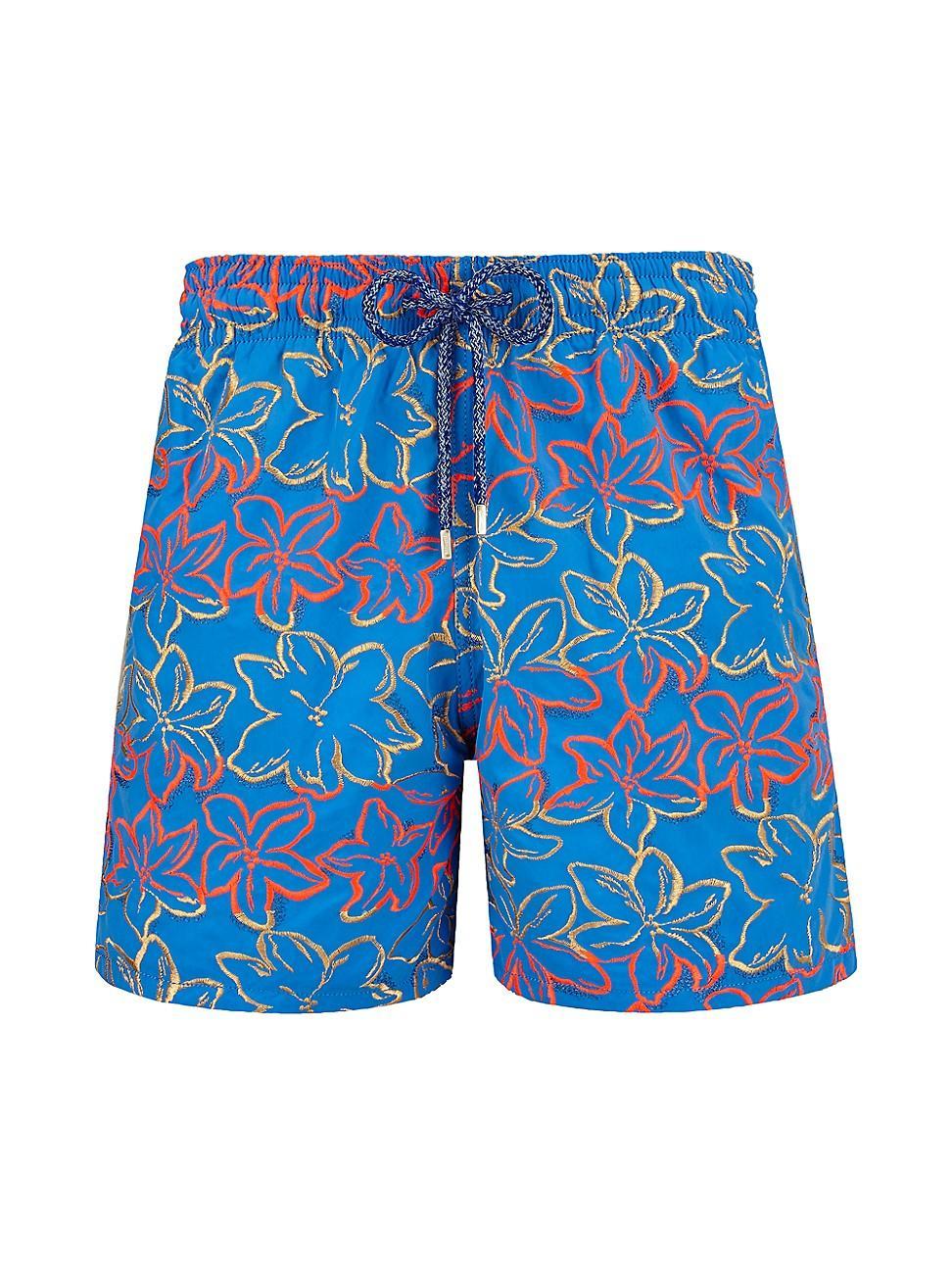 Mens Floral-Embroidered Swim Shorts Product Image