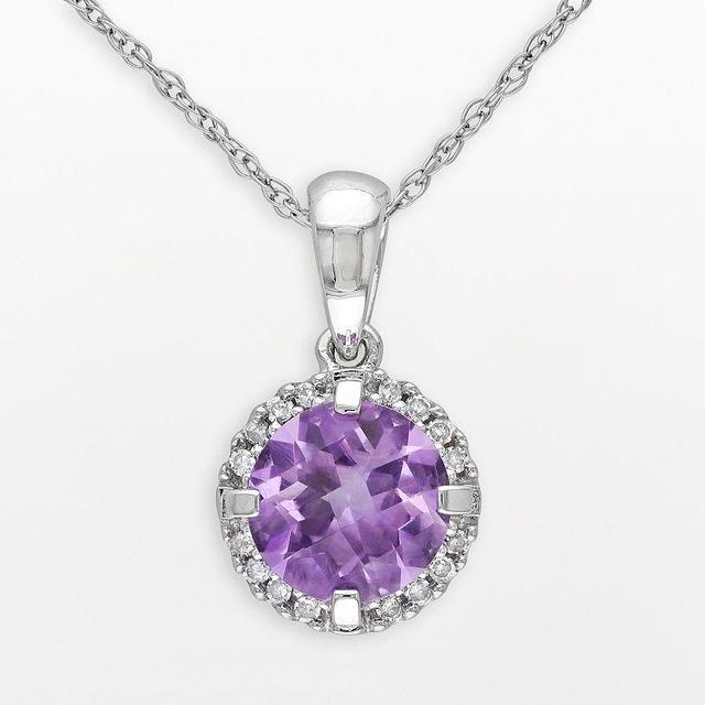 Stella Grace 10k White Gold Amethyst and Diamond Accent Frame Pendant, Womens Purple Product Image