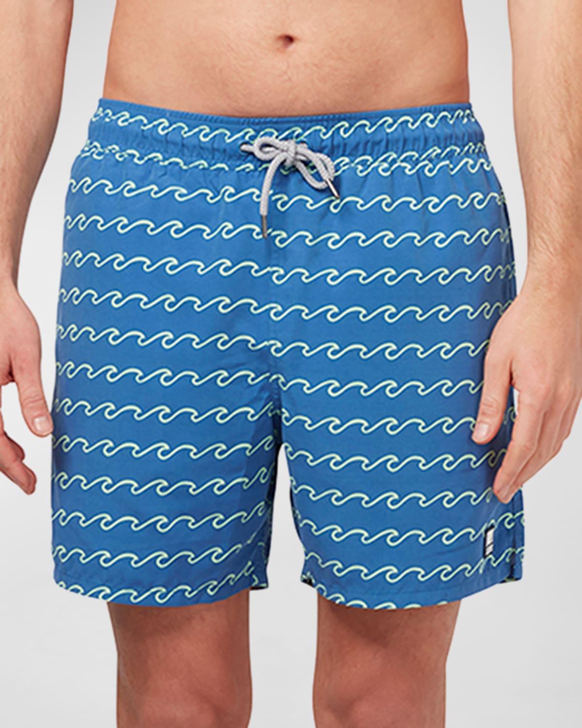 Mens Wave-Print Swim Shorts Product Image