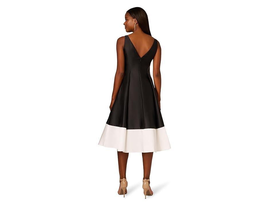 Adrianna Papell Two Toned Mikado Midi Dress Ivory) Women's Dress Product Image