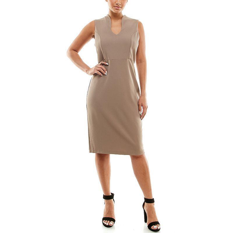 Womens Nina Leonard U-Neck Midi Sheath Dress Product Image