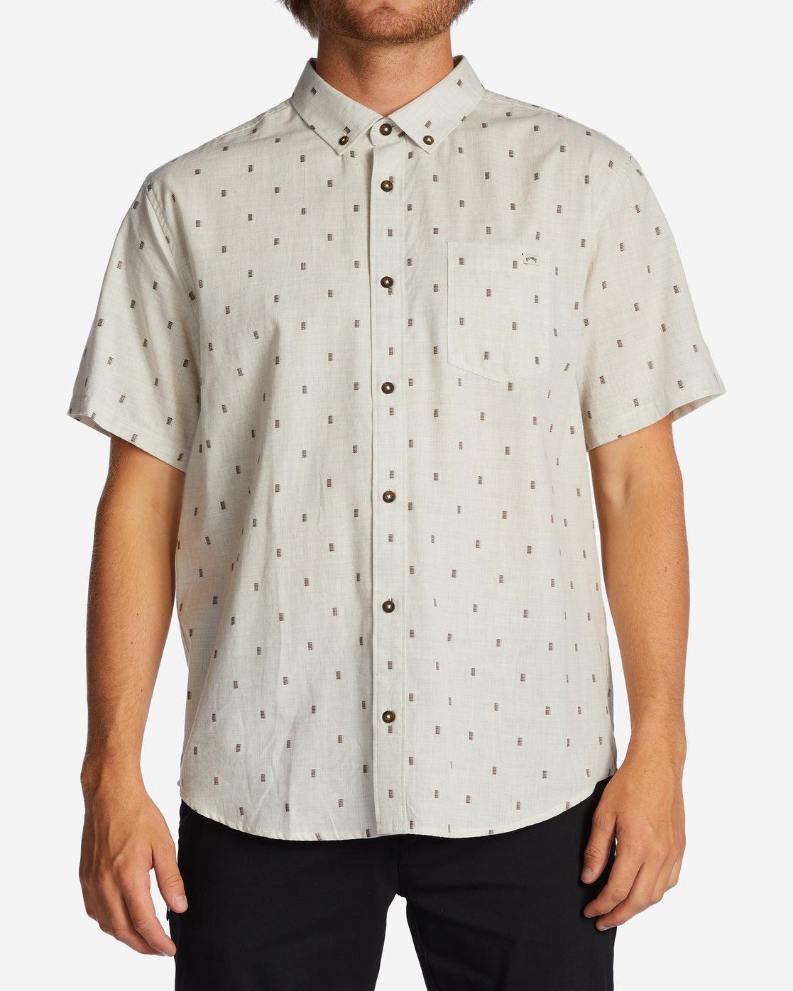 All Day Jacquard Short Sleeve Shirt - Cream Male Product Image