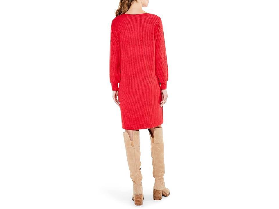 NIC+ZOE Petite Cozy Rib Dress (Pop Red) Women's Clothing Product Image