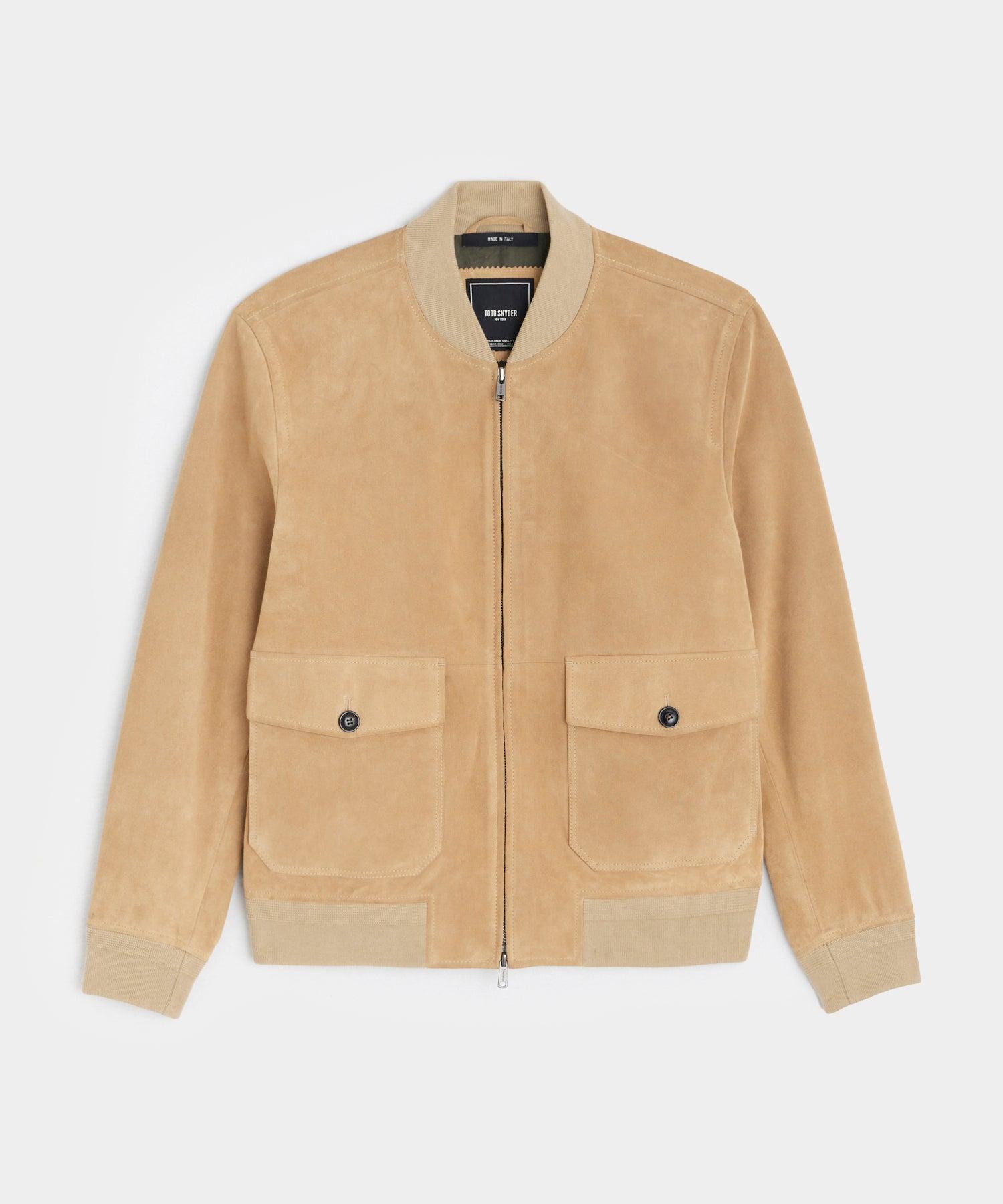 Italian Suede Bomber in Cappuccino Product Image