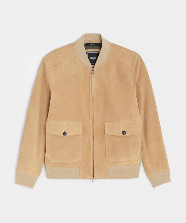 Italian Suede Bomber in Cappuccino Product Image