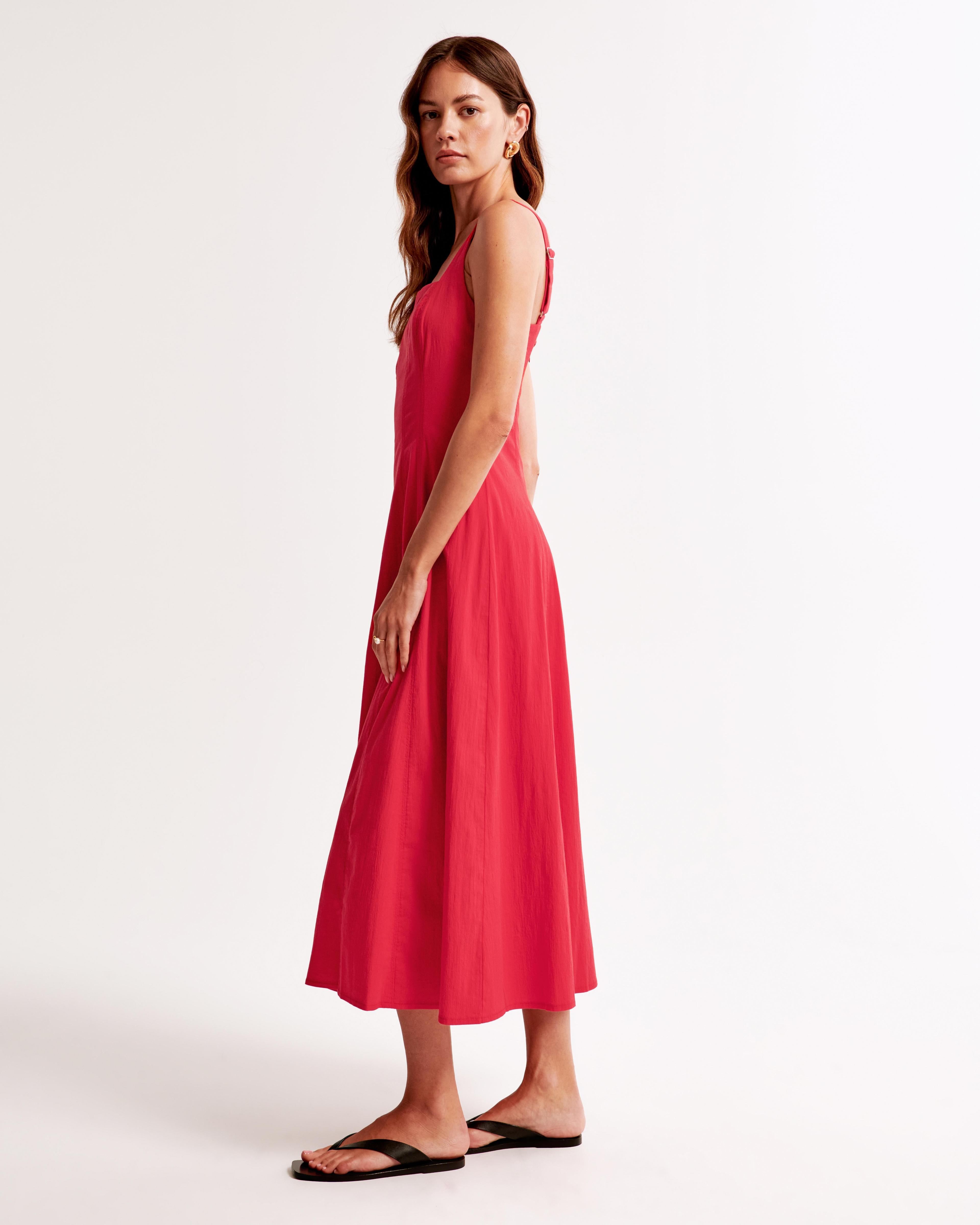 The A&F Mila Fit & Flare Stretch Midi Dress Product Image