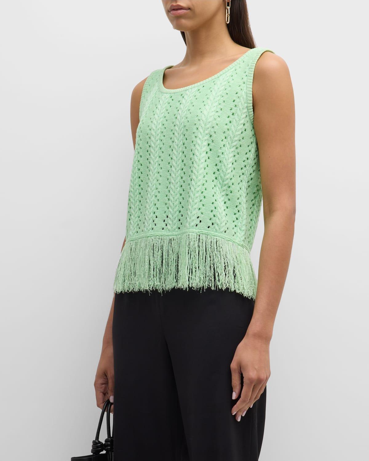 Misook Pointelle Fringe Sweater Tank Product Image