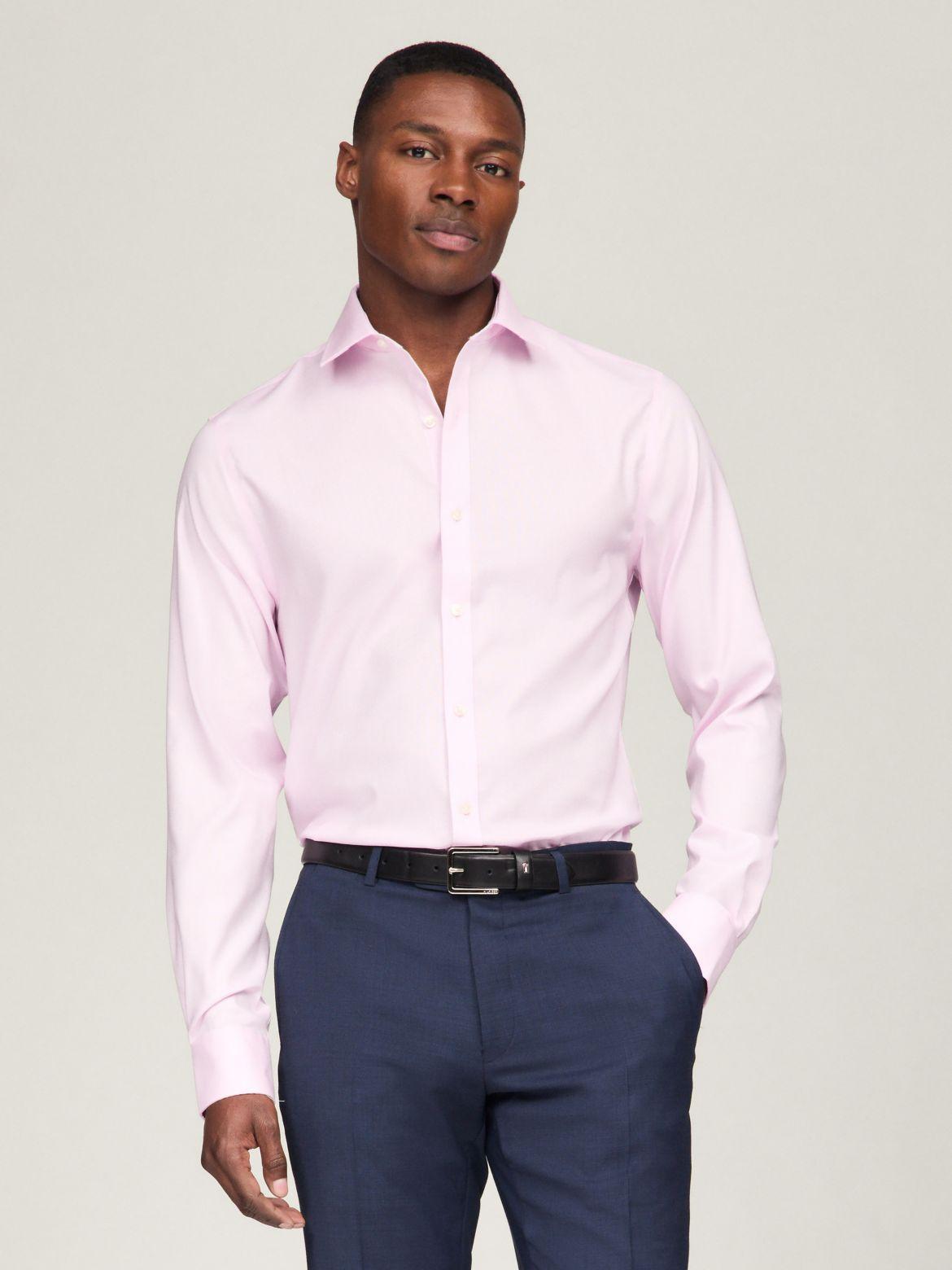 Tommy Hilfiger Men's Slim Fit THFlex Solid Dress Shirt Product Image