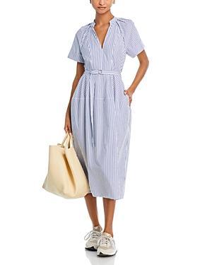 Womens Orla Belted Striped Cotton Midi-Dress Product Image