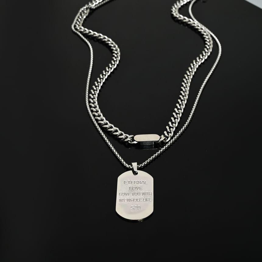 Set:  Tag Pendant Stainless Steel Necklace + Stainless Steel Choker Product Image