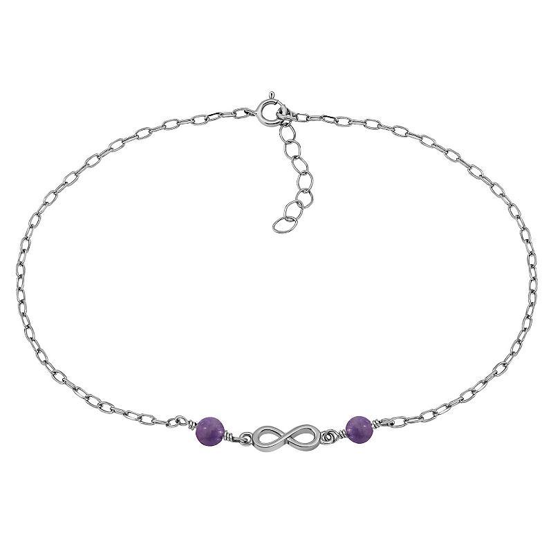 Aleure Precioso Sterling Silver Polished Infinity Charm Anklet, Womens Multicolor Product Image