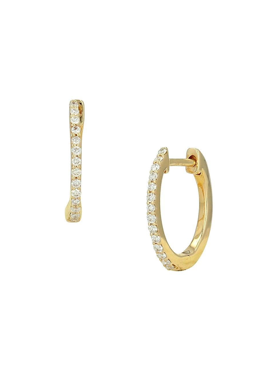 Womens 14K Yellow Gold & .15 TCW Diamond Huggie Earrings Product Image