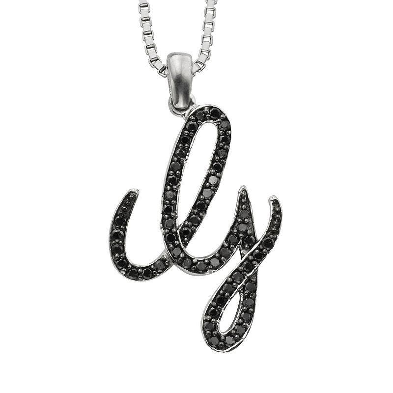 Jewelexcess Sterling Silver 1/4-ct. T.W. Black Diamond Initial Pendant, Womens Product Image