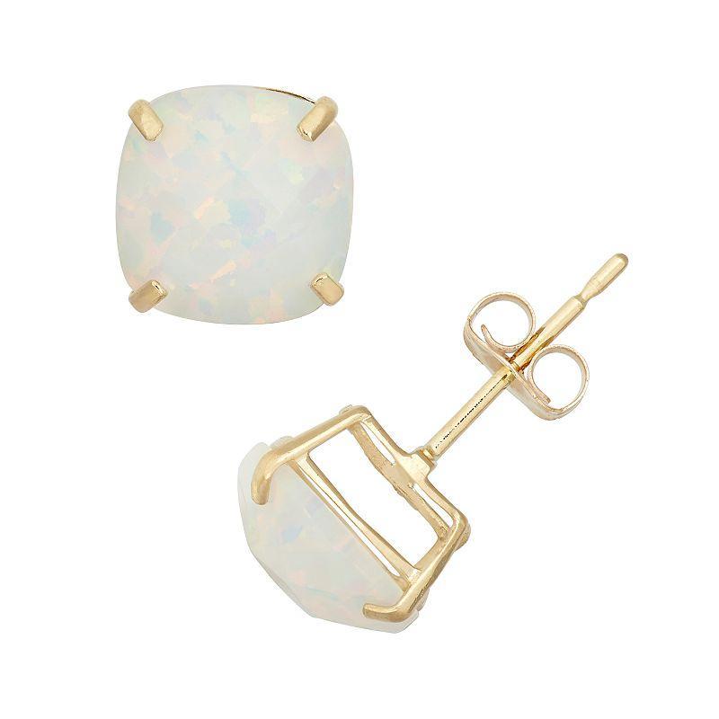 Designs by Gioelli Lab-Created Opal 10k Gold Stud Earrings, Womens, White Product Image