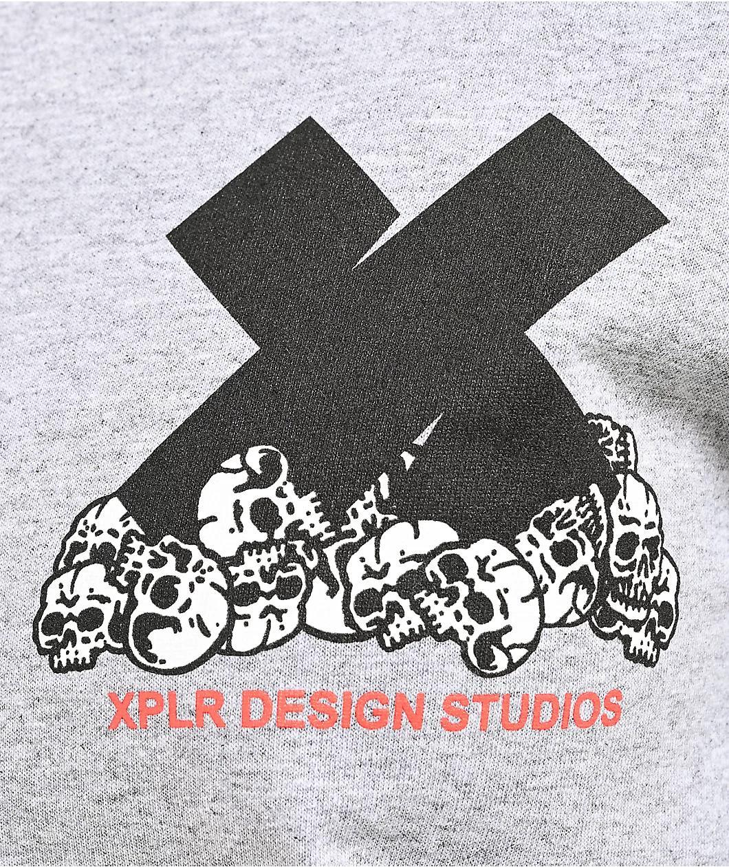 XPLR Bones Grey Long Sleeve T-Shirt Product Image