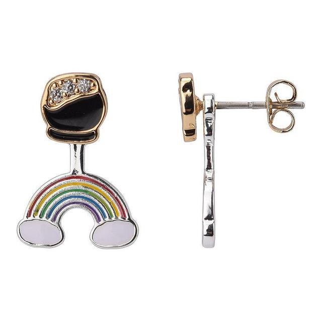 FAO Schwarz Multicolored Enamel Pot of Gold & Rainbow Front-Back Earrings, Womens Product Image