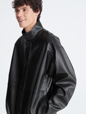 Cocoon Faux Leather Coat Product Image