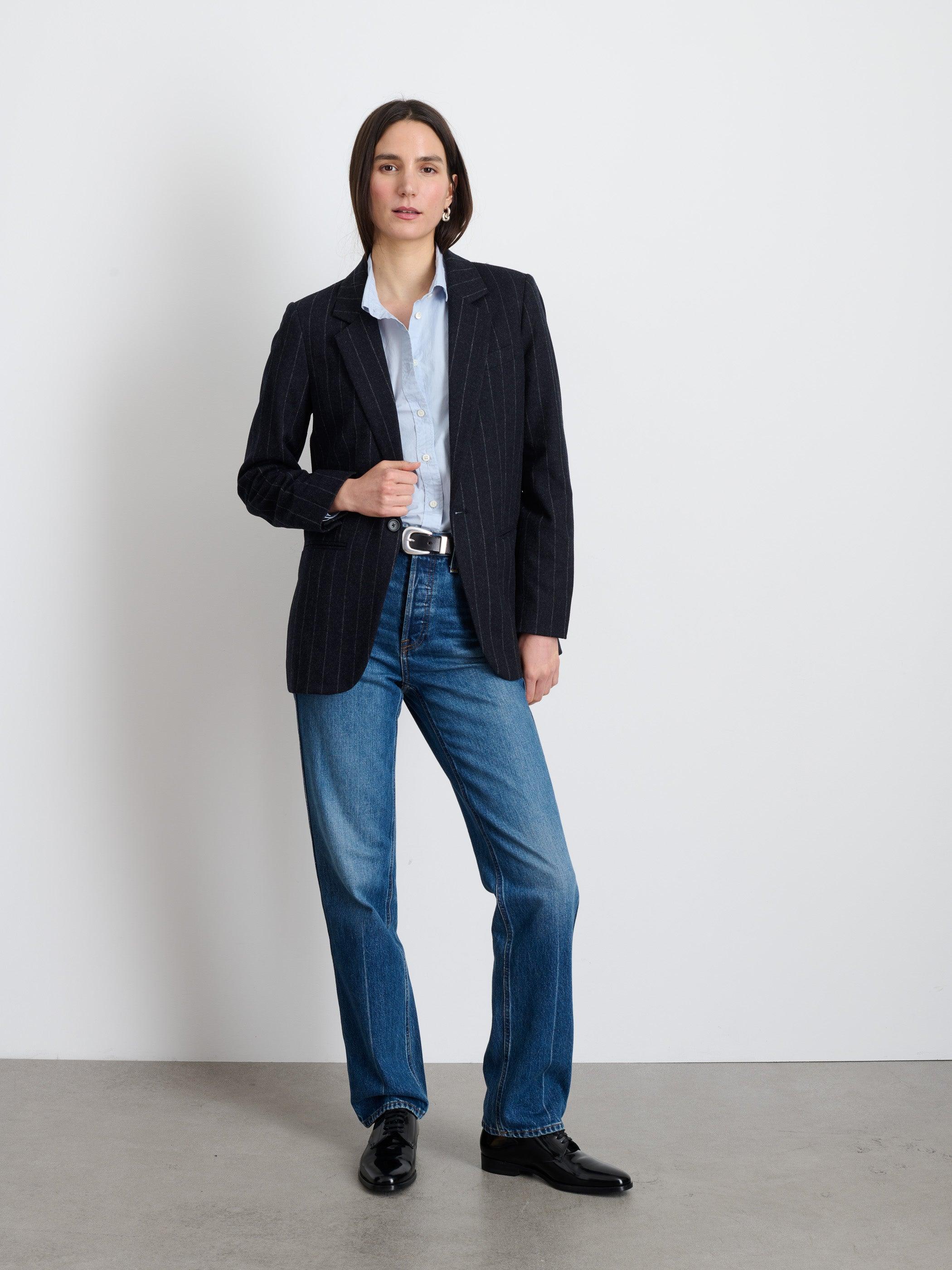 Soho Blazer In Chalk Stripe Wool Female Product Image