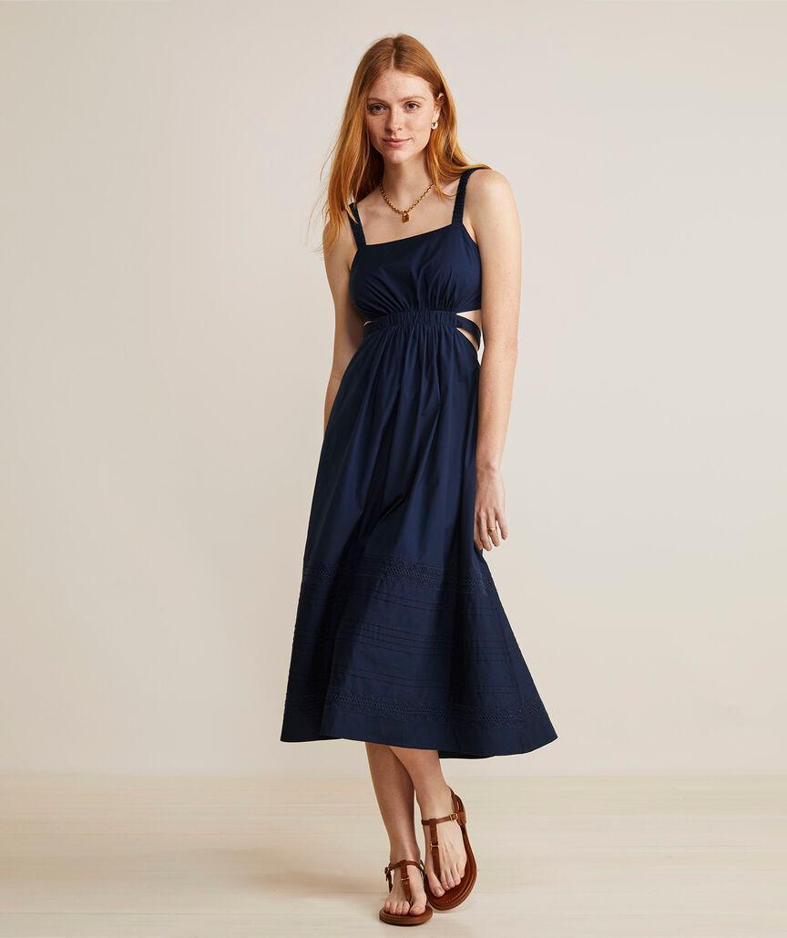 Poplin Lace Midi Dress Product Image