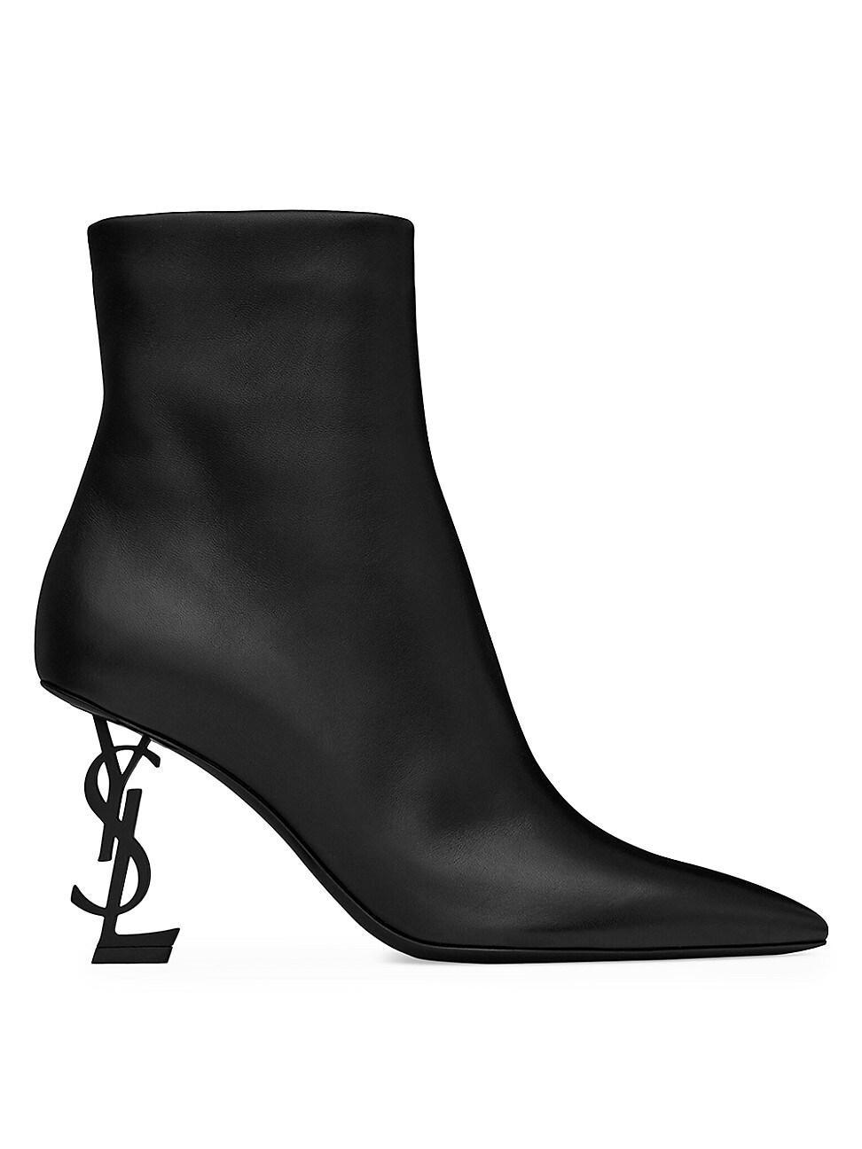 Womens Opyum Booties in Leather with Black Heel Product Image