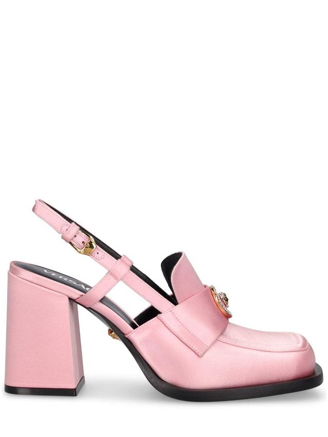 VERSACE 85mm Satin Slingback Pumps In Pink Product Image