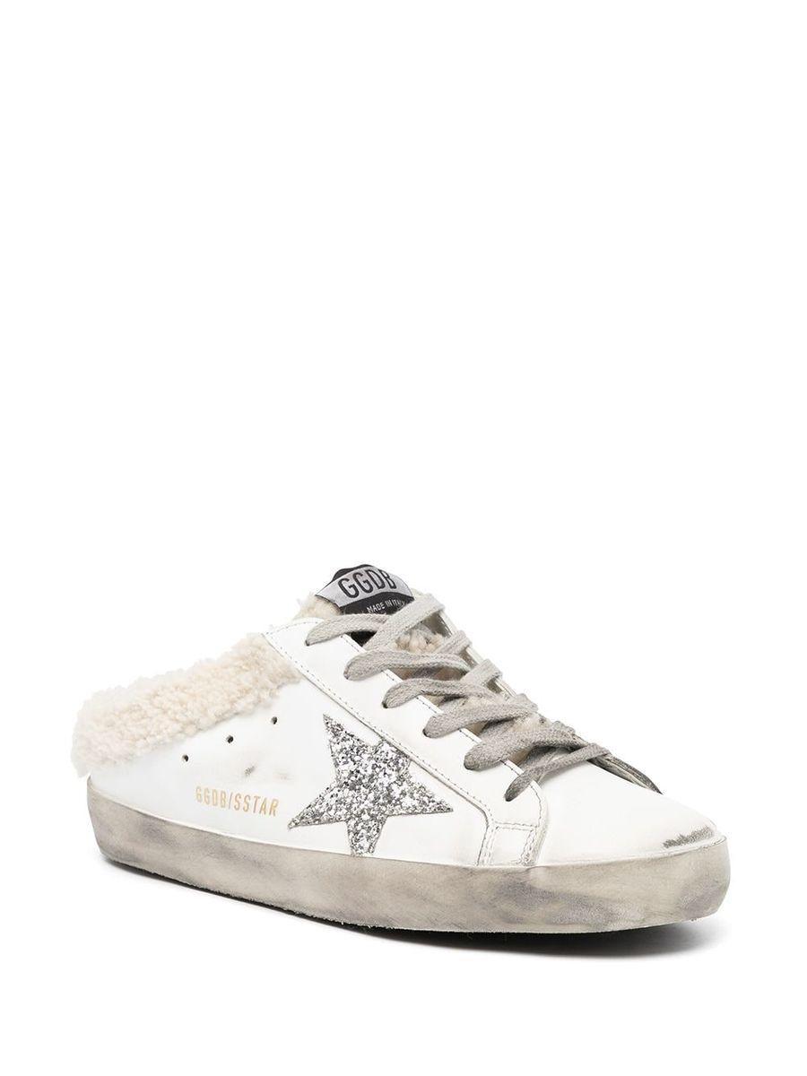 Superstar Shearling-lined Lace-up Trainers In White Product Image