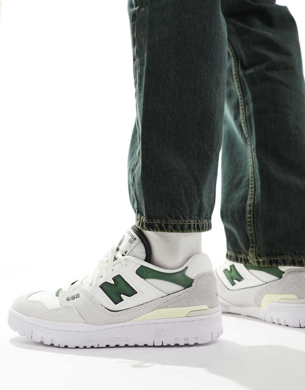 New Balance 550 sneakers in white with green detail Product Image