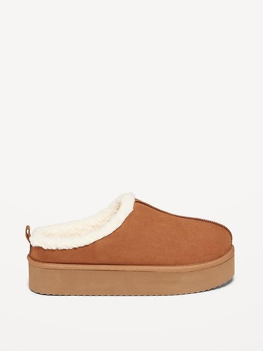 Sherpa-Lined Platform Slippers Product Image